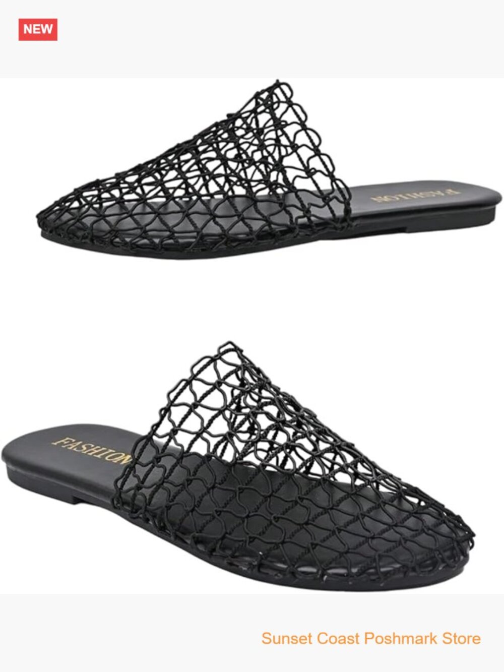 Fishnet Mesh Summer Flat Sandals See Through Hollow Out Slip On Slides
